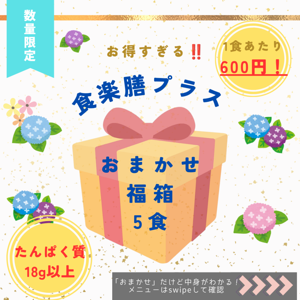 6月30日まで【数量限定】食楽膳プラスおまかせ福箱（5食）