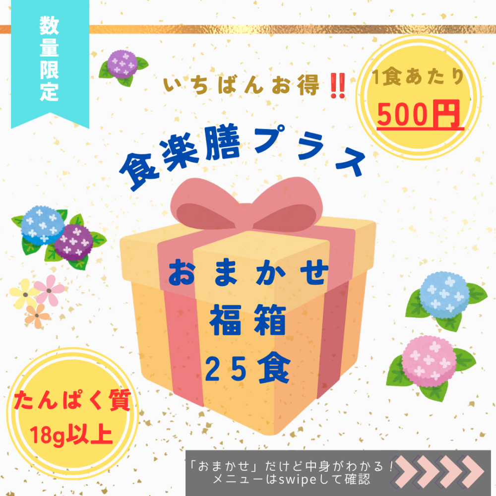 6月30日まで【数量限定】食楽膳プラスおまかせ福箱（25食）