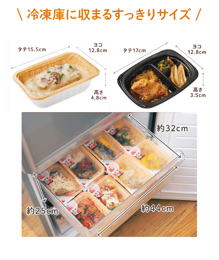 冷凍庫に収まるすっきりサイズ